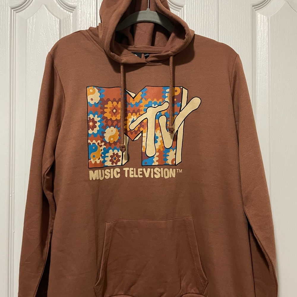 MTV music television hoodie adult brown vintage